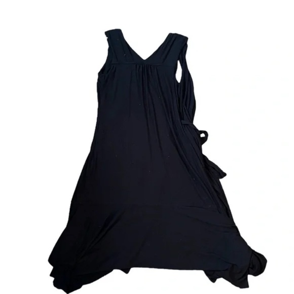 Athleta Womens Windward Modal Black Sleeveless Midi Wrap Dress Picnic Small Chic - Picture 4 of 15